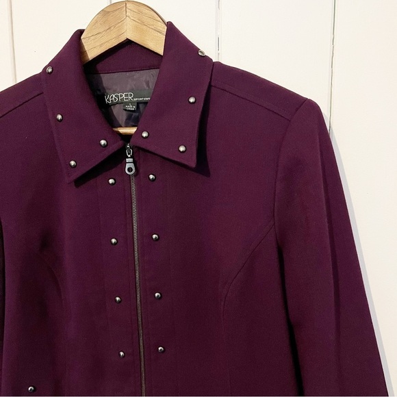 Kasper Purple Jacket with Rivet Detailing . Size Large. - Picture 2 of 9